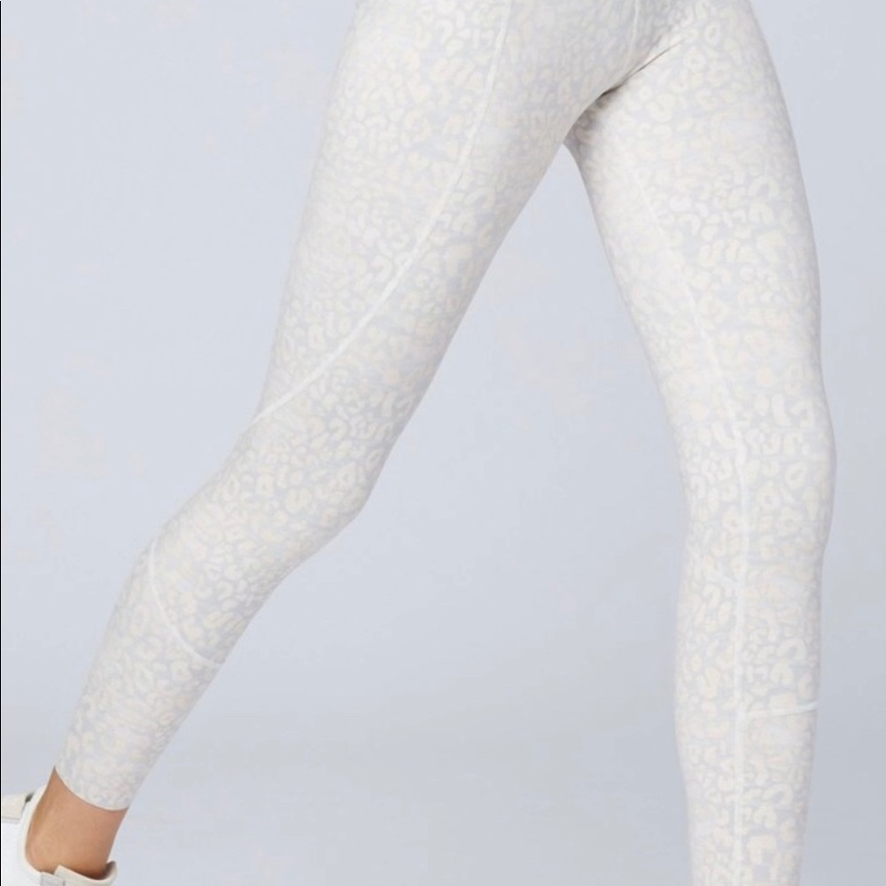 Varley White Cream Leopard-Print High-Rise Leggings